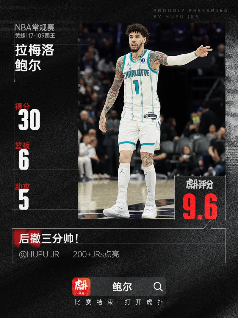 乐鱼体育登录入口-发挥出色！鲍尔全场砍下30分6篮板5助攻1抢断